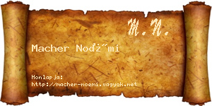 Macher Noémi névjegykártya